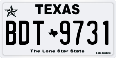 TX license plate BDT9731