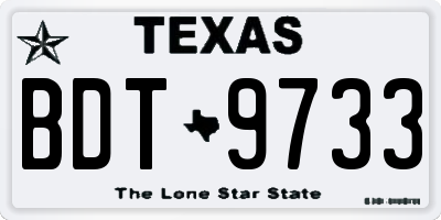 TX license plate BDT9733