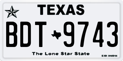 TX license plate BDT9743