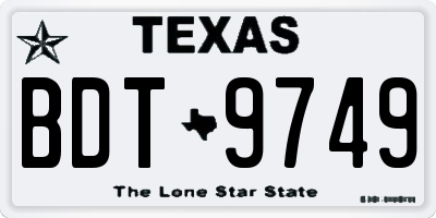 TX license plate BDT9749