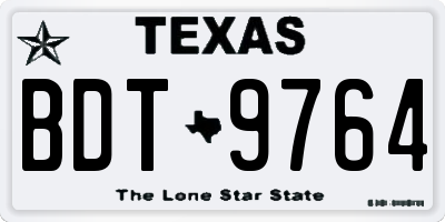 TX license plate BDT9764