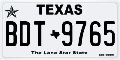 TX license plate BDT9765