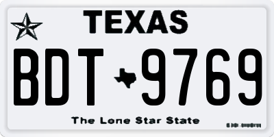 TX license plate BDT9769