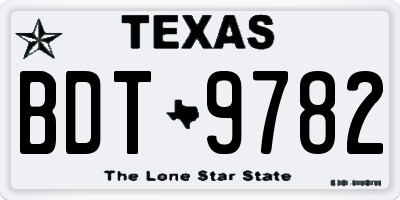 TX license plate BDT9782