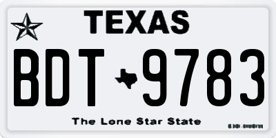 TX license plate BDT9783