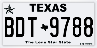 TX license plate BDT9788