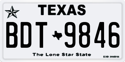 TX license plate BDT9846