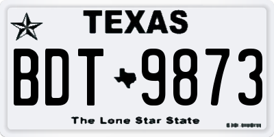 TX license plate BDT9873