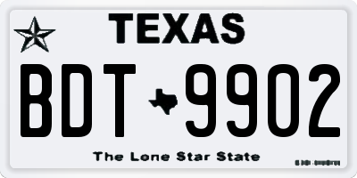 TX license plate BDT9902