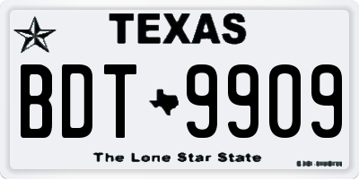 TX license plate BDT9909