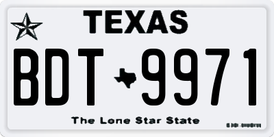 TX license plate BDT9971