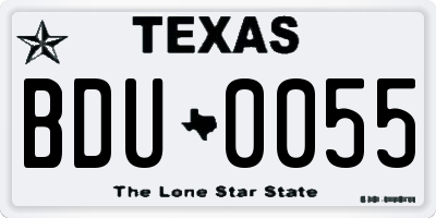 TX license plate BDU0055