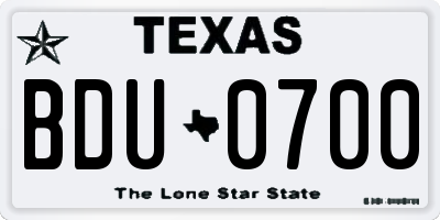 TX license plate BDU0700