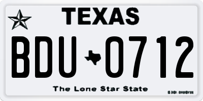 TX license plate BDU0712