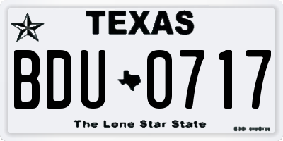 TX license plate BDU0717