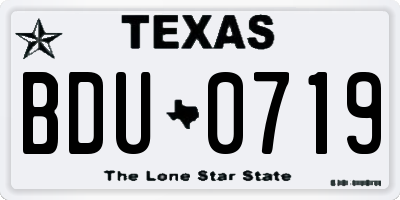 TX license plate BDU0719