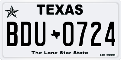 TX license plate BDU0724