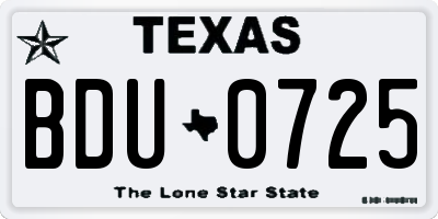 TX license plate BDU0725