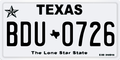 TX license plate BDU0726