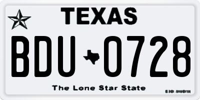 TX license plate BDU0728