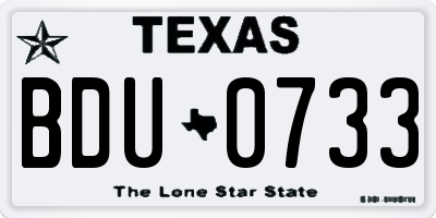 TX license plate BDU0733