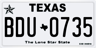 TX license plate BDU0735