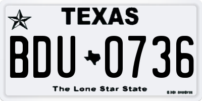 TX license plate BDU0736