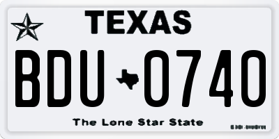 TX license plate BDU0740