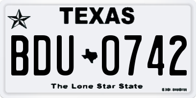 TX license plate BDU0742