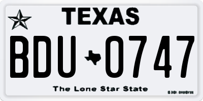 TX license plate BDU0747