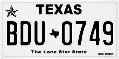 TX license plate BDU0749