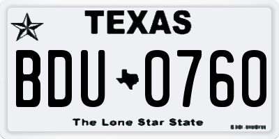TX license plate BDU0760