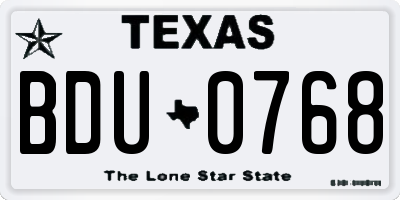 TX license plate BDU0768
