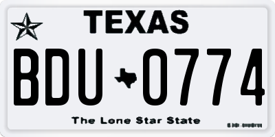 TX license plate BDU0774