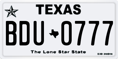 TX license plate BDU0777