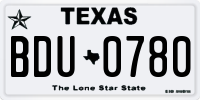 TX license plate BDU0780