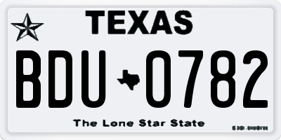 TX license plate BDU0782