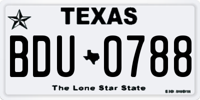TX license plate BDU0788