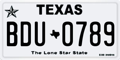 TX license plate BDU0789