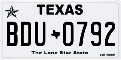 TX license plate BDU0792