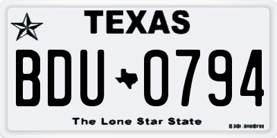 TX license plate BDU0794