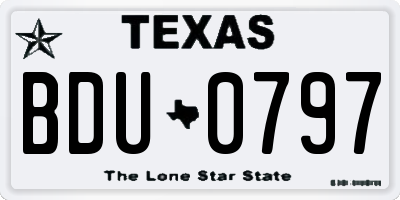 TX license plate BDU0797