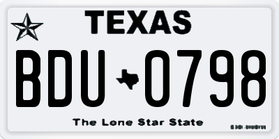 TX license plate BDU0798