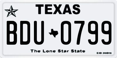 TX license plate BDU0799