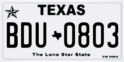TX license plate BDU0803