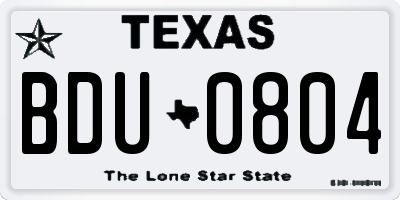 TX license plate BDU0804