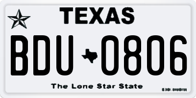 TX license plate BDU0806