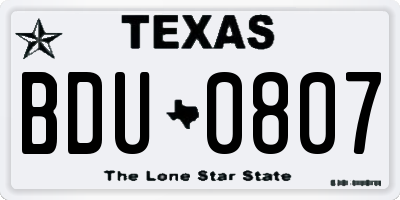 TX license plate BDU0807