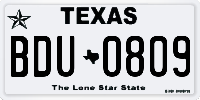 TX license plate BDU0809