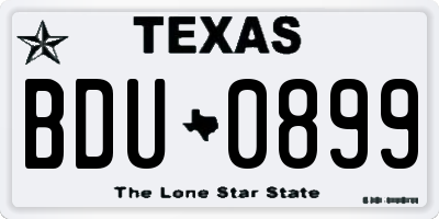TX license plate BDU0899